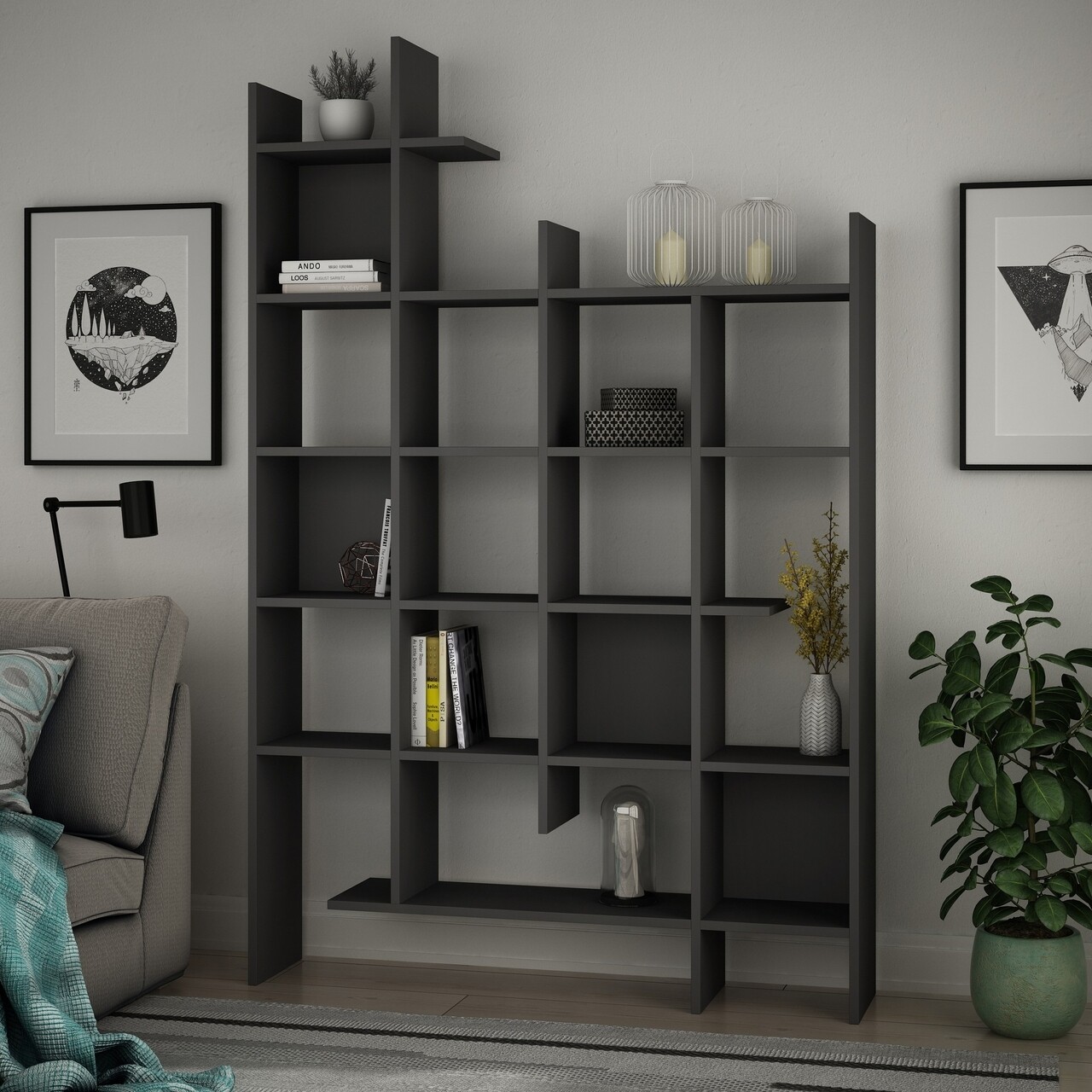 Biblioteca Manco, Decortie, 122x25.5x188 cm, gri - imagine 4